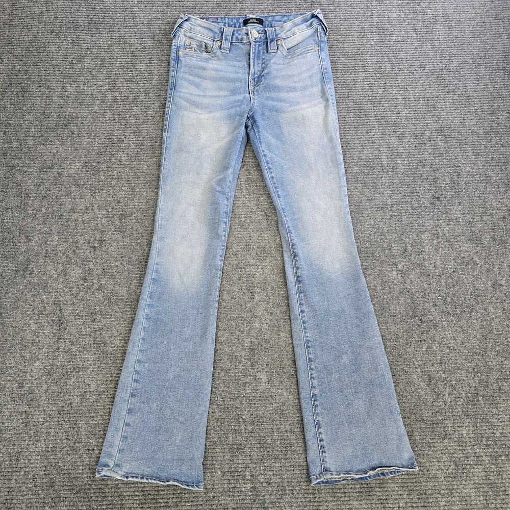 True Religion Becca Jeans Womens 27x32 Mid Rise Bootcut Light Wash Embroidered